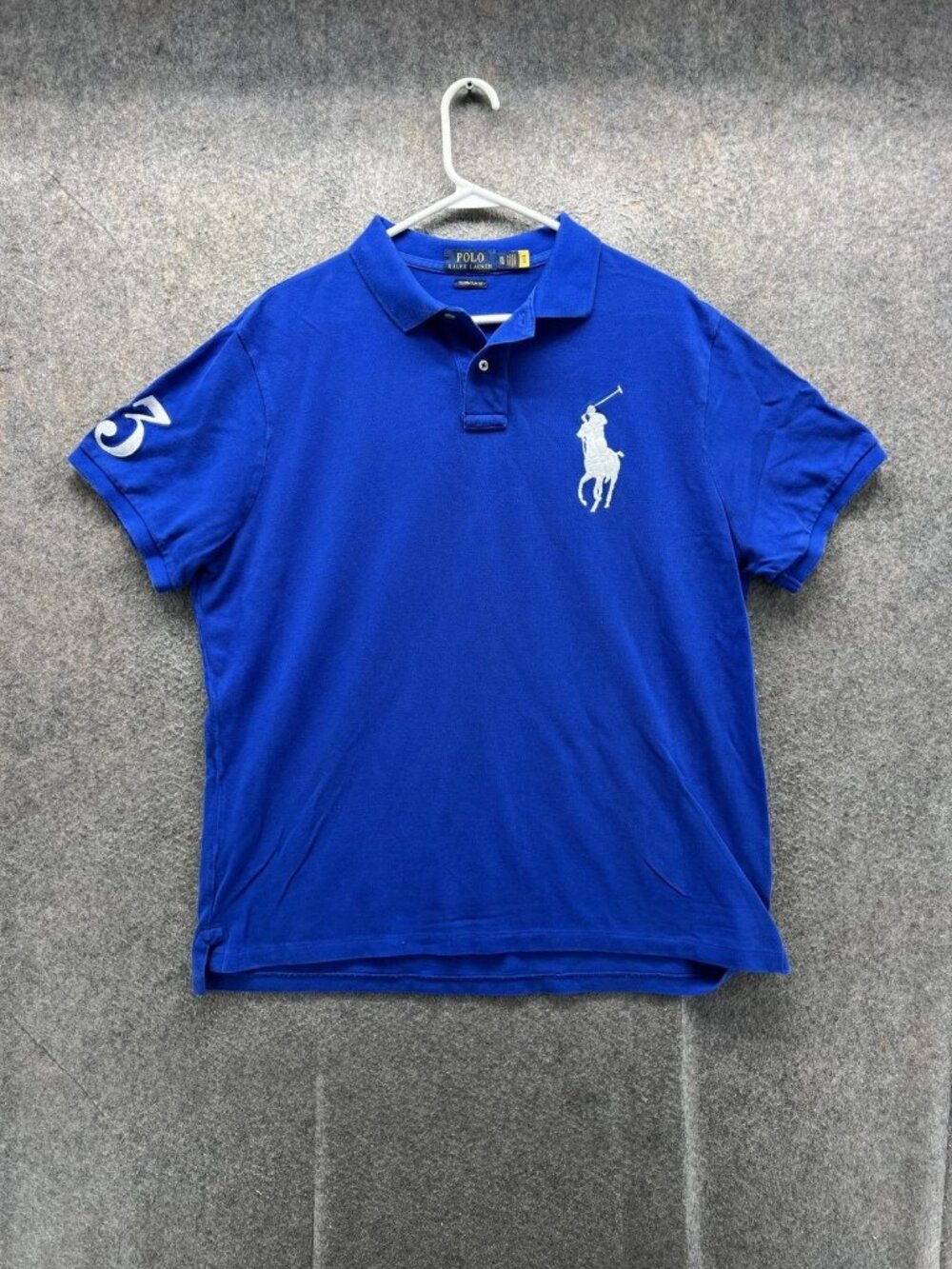 Polo Ralph Lauren Polo Shirt Men XL Blue Big Pony Custom Slim Fit Cotton Casual